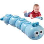 Jucarie mecanica pentru copii Embo, omida haioasa, material ABS, cu cheita, distractiva, se taraste, se misca, 15 x 4 cm, albastru - imagine 5