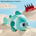 Jucarie mecanica pentru copii Embo, pestisor haios, cu cheita, distractiv, se taraste, se misca, 11 x 9 x 7.5 cm cm, verde - imagine 2