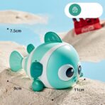 Jucarie mecanica pentru copii Embo, pestisor haios, cu cheita, distractiv, se taraste, se misca, 11 x 9 x 7.5 cm cm, verde - imagine 3