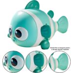 Jucarie mecanica pentru copii Embo, pestisor haios, cu cheita, distractiv, se taraste, se misca, 11 x 9 x 7.5 cm cm, verde - imagine 4