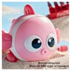 Jucarie mecanica pentru copii Embo, pestisor haios, cu cheita, distractiv, se taraste, se misca, 11 x 9 x 7.5 cm cm, roz - imagine 5