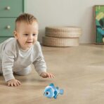 Jucarie mecanica pentru copii Embo, pestisor haios, cu cheita, distractiv, se taraste, se misca, 11 x 9 x 7.5 cm cm, albastru - imagine 3