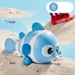 Jucarie mecanica pentru copii Embo, pestisor haios, cu cheita, distractiv, se taraste, se misca, 11 x 9 x 7.5 cm cm, albastru - imagine 5