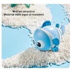 Jucarie mecanica pentru copii Embo, pestisor haios, cu cheita, distractiv, se taraste, se misca, 11 x 9 x 7.5 cm cm, albastru - imagine 6