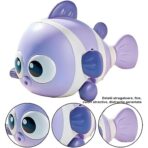 Jucarie mecanica pentru copii Embo, pestisor haios, cu cheita, distractiv, se taraste, se misca, 11 x 9 x 7.5 cm cm, mov - imagine 2