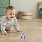 Jucarie mecanica pentru copii Embo, pestisor haios, cu cheita, distractiv, se taraste, se misca, 11 x 9 x 7.5 cm cm, mov - imagine 4