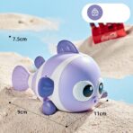 Jucarie mecanica pentru copii Embo, pestisor haios, cu cheita, distractiv, se taraste, se misca, 11 x 9 x 7.5 cm cm, mov - imagine 5