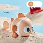 Jucarie mecanica pentru copii Embo, pestisor haios, cu cheita, distractiv, se taraste, se misca, 11 x 9 x 7.5 cm cm, portocaliu - imagine 4