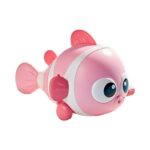 Jucarie mecanica pentru copii Embo, pestisor haios, cu cheita, distractiv, se taraste, se misca, 11 x 9 x 7.5 cm cm, roz