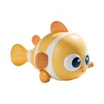 Jucarie mecanica pentru copii Embo, pestisor haios, cu cheita, distractiv, se taraste, se misca, 11 x 9 x 7.5 cm cm, galben