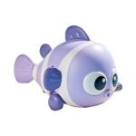 Jucarie mecanica pentru copii Embo, pestisor haios, cu cheita, distractiv, se taraste, se misca, 11 x 9 x 7.5 cm cm, mov