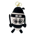 Jucarie Moale de Plus de Tip Breloc, Embo, Model Italian Brainrot Ninja Spadellini Silenzioso, 16 x 10 cm, Negru Alb