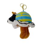 Jucarie Moale de Plus de Tip Breloc, Embo, Model Italian Brainrot Vaca Saturno Saturnita, 16 x 15 cm, Albastru Galben