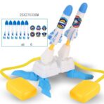 Jucarie pentru Copii, Embo, Lansator de Rachete cu Piciorul, Doua Lansatoare, 6 Rachete Fara Lumini, 33x25x27 cm, Alb-Albastru - imagine 2