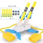 Jucarie pentru Copii, Embo, Lansator de Rachete cu Piciorul, Doua Lansatoare, 6 Rachete Fara Lumini, 33x25x27 cm, Galben-Albastru - imagine 2