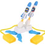 Jucarie pentru Copii, Embo, Lansator de Rachete cu Piciorul, Doua Lansatoare, 6 Rachete Fara Lumini, 33x25x27 cm, Alb-Albastru