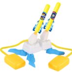 Jucarie pentru Copii, Embo, Lansator de Rachete cu Piciorul, Doua Lansatoare, 6 Rachete Fara Lumini, 33x25x27 cm, Galben-Albastru