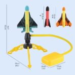 Jucarie pentru Copii, Embo, Lansator de Rachete cu Piciorul, Un Lansator, 3 Rachete Fara Lumini, 3 Aircrafts, 42x36 cm, Multicolor - imagine 4