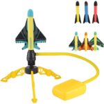 Jucarie pentru Copii, Embo, Lansator de Rachete cu Piciorul, Un Lansator, 3 Rachete Fara Lumini, 3 Aircrafts, 42x36 cm, Multicolor