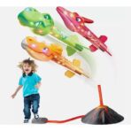 Jucarie pentru Copii, Embo, Lansator de Rachete cu Piciorul, un Singur Lansator, 3 Rachete Donozauri cu Lumini, 30 cm Inaltime, Model Vulcan, Multicolor - imagine 5