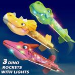 Jucarie pentru Copii, Embo, Lansator de Rachete cu Piciorul, un Singur Lansator, 3 Rachete Donozauri cu Lumini, 30 cm Inaltime, Model Vulcan, Multicolor - imagine 7