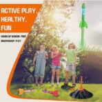 Jucarie pentru Copii, Embo, Lansator de Rachete cu Piciorul, un Singur Lansator, 3 Rachete Donozauri cu Lumini, 30 cm Inaltime, Model Vulcan, Multicolor - imagine 11