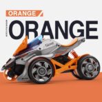 Jucarie pentru copii, masina cu extensie de motocicleta 2 in 1, portocalie - imagine 2