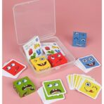 Jucarie Pentru Copii Montessori Embo, Cub din Lemn, Asamblare Fete, 64 de Carti Distractive, pentru Baieti si Fete, Varsta +3 ani, Educativ, Ambalaj din plastic, 12 x 12 x 3 cm, multicolor - imagine 2