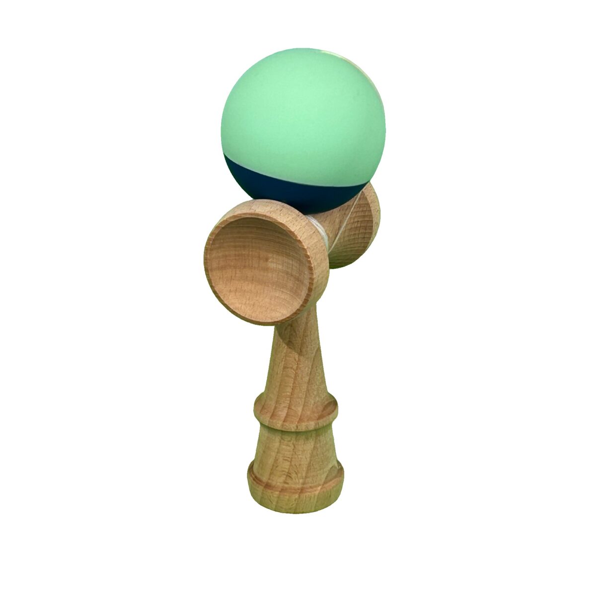 Kendama X Originala, Profesionala, Embo, din Lemn, Rubber Grip, 18 cm, Verde deschis/Albastru - imagine 2