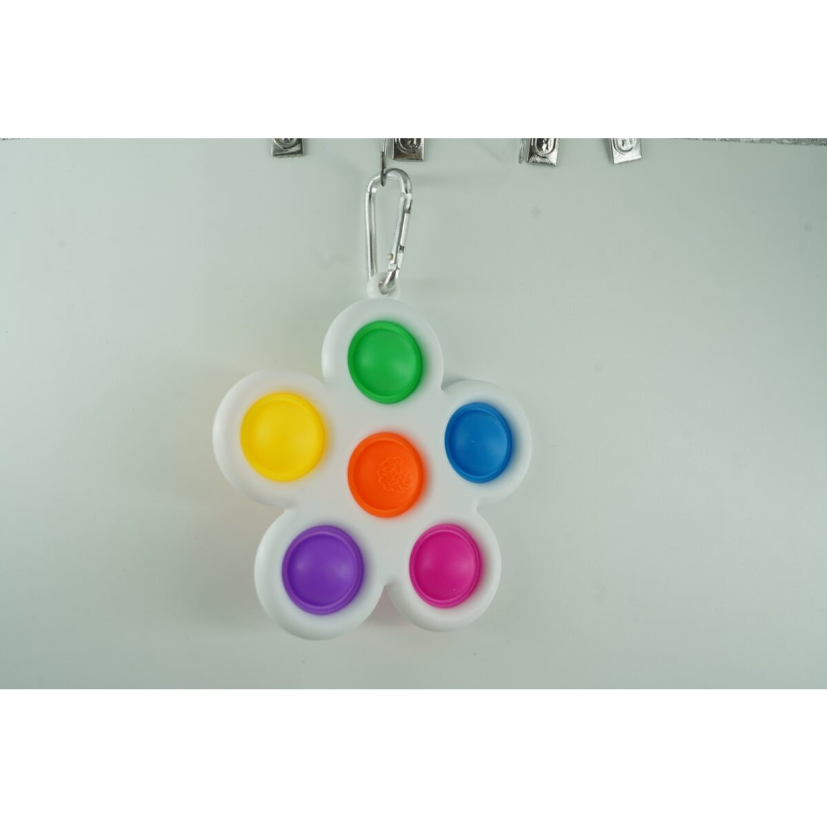 Jucarie Push Pop Bubble Fidget, Pop It, breloc antistres, Floare, Multicolor/Alb - imagine 3