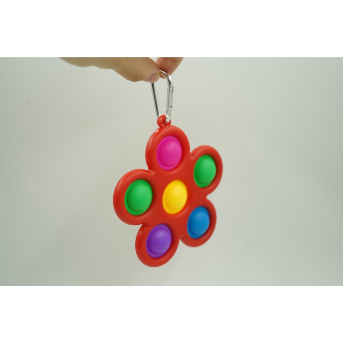 Jucarie Push Pop Bubble Fidget, Pop It, breloc antistres, Floare, Multicolor/Rosu - imagine 3