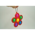 Jucarie Push Pop Bubble Fidget, Pop It, breloc antistres, Floare, Multicolor/Rosu - imagine 3