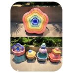 Jucarie Senzoriala de Echilibru, Embo, Tip Stepping Stones, 5 Piese, din Spuma, pentru Miscare, Sarituri, Prindere, Diametru 28 cm, Model 2, Multicolor - imagine 7