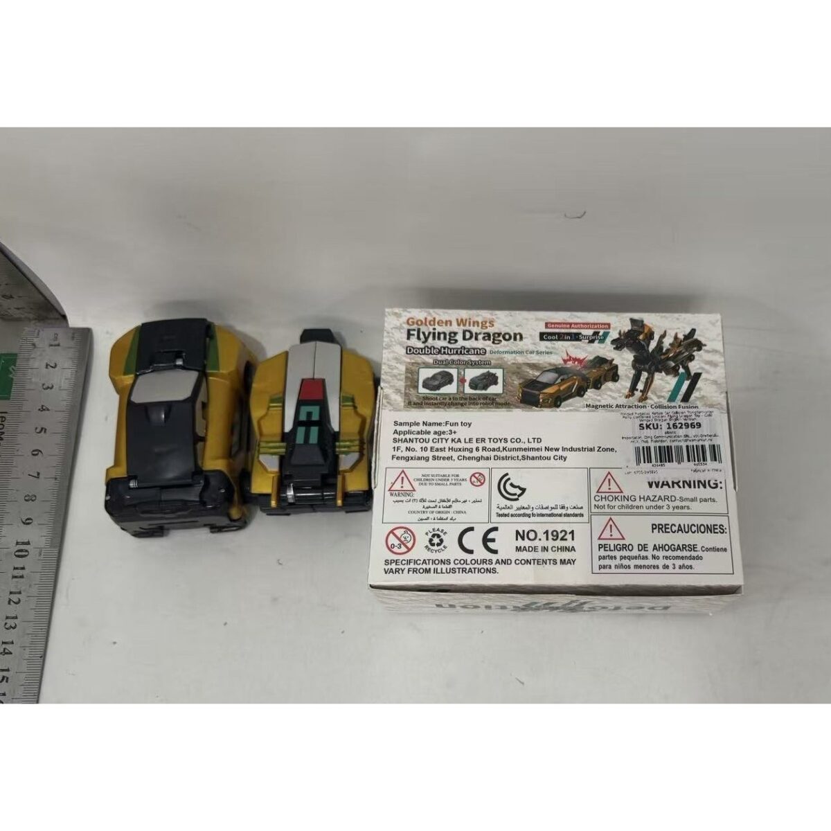 Jucarie Transformabila 2in1, Embo, Golden Wing Flying Dragon, Masina/Dragon, Atractie Magnetica, +6 Ani, din ABS, Auriu - imagine 6