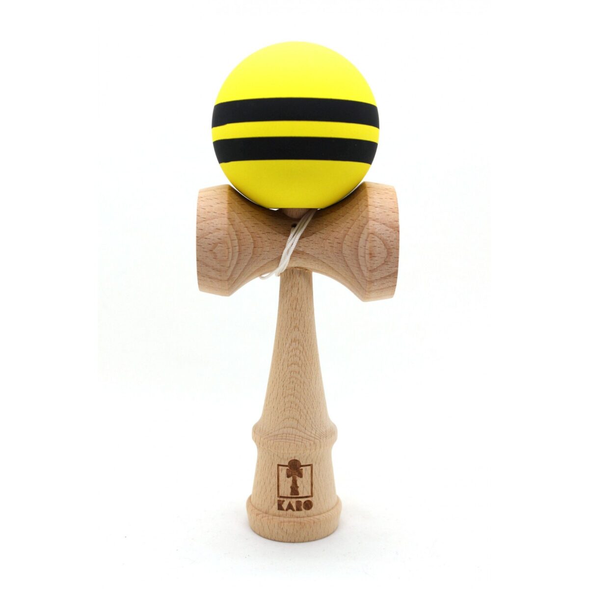 Kendama Karo Grip Rubber Stripe Lemn Fag Galben Negru - imagine 2