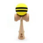 Kendama Karo Grip Rubber Stripe Lemn Fag Galben Negru - imagine 2