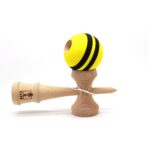Kendama Karo Grip Rubber Stripe Lemn Fag Galben Negru - imagine 3