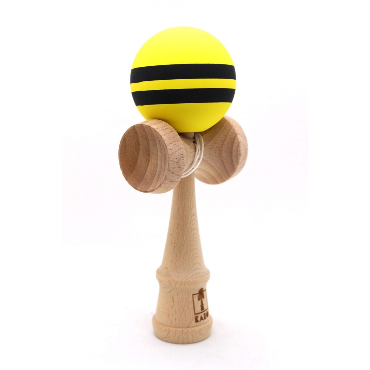 Kendama Karo Grip Rubber Stripe Lemn Fag Galben Negru - imagine 4