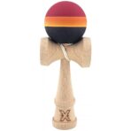 Kendama Originala X, Profesionala, Embo, Rubber Grip, din Lemn, 18 cm, Rosu/Galben/Negru