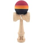 Kendama Originala X, Profesionala, Embo, Rubber Grip, din Lemn, 18 cm, Rosu/Galben/Negru