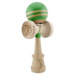 Kendama X Originala RAINBOW, Profesionala, Embo, Cupe Mari KING SIZE V3, Super Sticky, Gaura in Baza, Rulment Metalic, din lemn 18 cm, Ata 55 cm, Verde/Maro