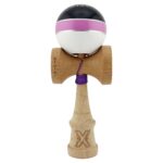 Kendama X ROYAL SPIKE Originala, Profesionala, Embo, Big Cups V2, Super Sticky cu Cupe Mari, Rulment Metalic, din lemn 18 cm, Ata 55 cm, Negru/Roz Silver/Alb