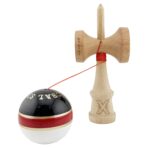 Kendama X ROYAL SPIKE Originala, Profesionala, Embo, Big Cups V2, Super Sticky cu Cupe Mari, Rulment Metalic, din lemn 18 cm, Ata 55 cm, Negru/Rosu Gold/Alb - imagine 3
