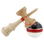 Kendama X ROYAL SPIKE Originala, Profesionala, Embo, Big Cups V2, Super Sticky cu Cupe Mari, Rulment Metalic, din lemn 18 cm, Ata 55 cm, Negru/Rosu Gold/Alb - imagine 4