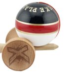 Kendama X ROYAL SPIKE Originala, Profesionala, Embo, Big Cups V2, Super Sticky cu Cupe Mari, Rulment Metalic, din lemn 18 cm, Ata 55 cm, Negru/Rosu Gold/Alb - imagine 7
