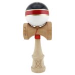 Kendama X ROYAL SPIKE Originala, Profesionala, Embo, Big Cups V2, Super Sticky cu Cupe Mari, Rulment Metalic, din lemn 18 cm, Ata 55 cm, Negru/Rosu Gold/Alb