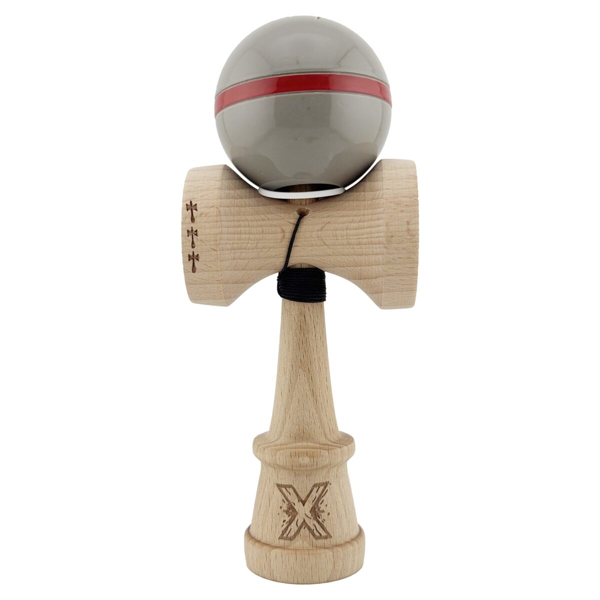 Kendama X Originala Silken, Profesionala, Embo, Cupe Mari KING SIZE V3, Super Sticky, Gaura in Baza, Rulment Metalic, din lemn 18 cm, Ata 55 cm, Ice Gri - imagine 2