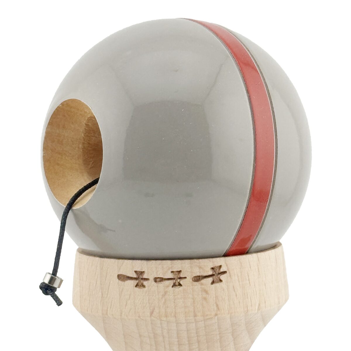 Kendama X Originala Silken, Profesionala, Embo, Cupe Mari KING SIZE V3, Super Sticky, Gaura in Baza, Rulment Metalic, din lemn 18 cm, Ata 55 cm, Ice Gri - imagine 6