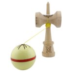 Kendama X Originala Silken, Profesionala, Embo, Cupe Mari KING SIZE V3, Super Sticky, Gaura in Baza, Rulment Metalic, din lemn 18 cm, Ata 55 cm, Cream Galben - imagine 4
