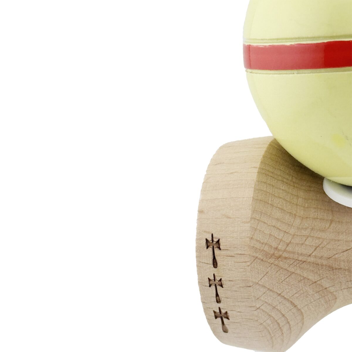 Kendama X Originala Silken, Profesionala, Embo, Cupe Mari KING SIZE V3, Super Sticky, Gaura in Baza, Rulment Metalic, din lemn 18 cm, Ata 55 cm, Cream Galben - imagine 7